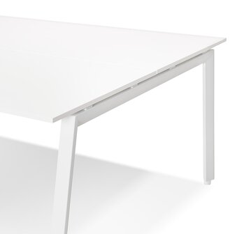 Rechte design bureau &#039;AMADEUS&#039; van hout en wit metaal - 160x80 cm