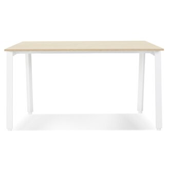 Rechte design bureau &#039;AMADEUS&#039; van natuurlijk afgewerkt hout en wit metaal - 160x80 cm
