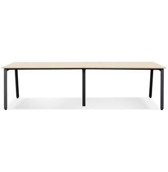 Dubbele rechte design bureau &#039;AMADEUS&#039; van natuurlijk afgewerkt hout en zwart metaal - 280x140 cm