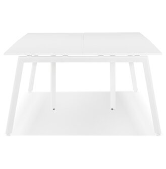 Dubbele rechte design bureau &#039;AMADEUS&#039; van hout en wit metaal - 280x140 cm