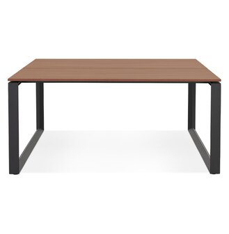 Vergadertafel / bench-bureau &#039;BAKUS SQUARE&#039; met notenhouten afwerking en zwart metaal - 160x160 cm