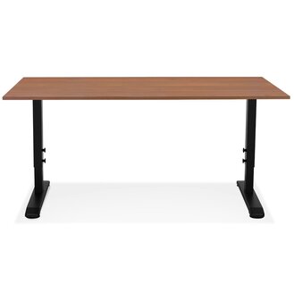 In hoogte verstelbare bureau &#039;OSMOSE&#039; van notenhout en zwart metaal - 160x80 cm