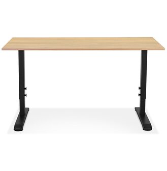 In hoogte verstelbare bureau &#039;OSMOSE&#039; van natuurlijk afgewerkt hout en zwart metaal - 140x70 cm