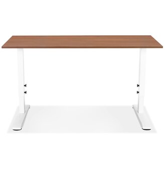 In hoogte verstelbare bureau &#039;OSMOSE&#039; van notenhout en wit metaal - 140x70 cm