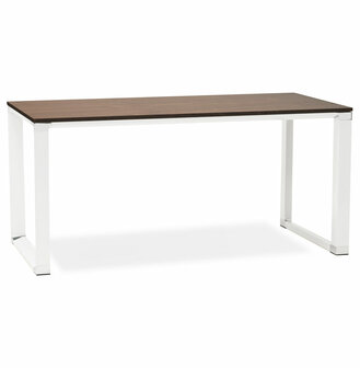 Groot recht directiebureau &#039;XLINE&#039; 200 in walnootafwerking met witte structuur - 200x100 cm