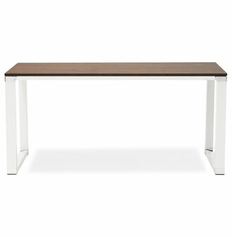 Groot recht directiebureau &#039;XLINE&#039; 200 in walnootafwerking met witte structuur - 200x100 cm