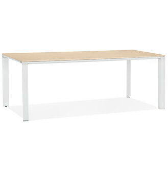 Design vergader- / eettafel &#039;XLINE&#039; 200 in natuurlijke houtafwerking met witte structuur - 200x100 cm