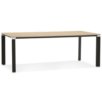 Design vergader- / eettafel &#039;XLINE&#039; 200 in natuurlijke houtafwerking met zwarte structuur - 200x100 cm