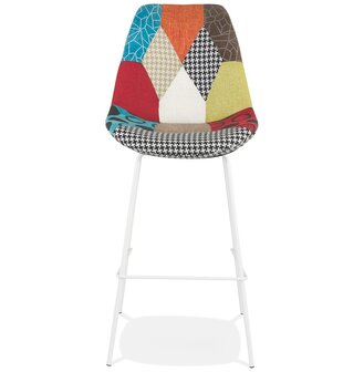 Barkruk &#039;CAPSUL&#039; patchwork-stijl met witte metalen poten