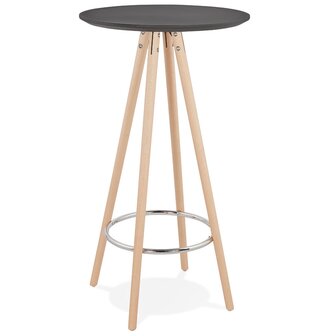 Hoge tafel / Ronde statafel &#039;GALA&#039; in zwart hout en onderstel in natuurlijke afwerking