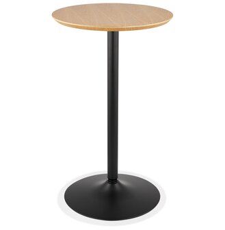 Ronde hoge tafel &#039;TAMAGO&#039; van natuurlijk afgewerkt hout en zwart metaal - &Oslash; 60 cm