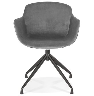 Design stoel met armleuningen &#039;GRAPIN&#039; van grijs velours