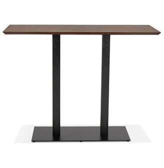 Hoge design tafel &#039;ZUMBA BAR&#039; met notenhouten afwerking en zwarte metalen poot - 150x70 cm
