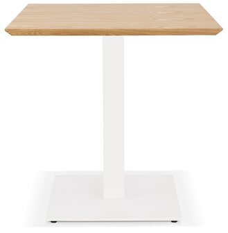 Vierkant eettafeltje &#039;REGIS&#039; van natuurlijk afgewerkt hout en wit gietijzer - 70x70 cm