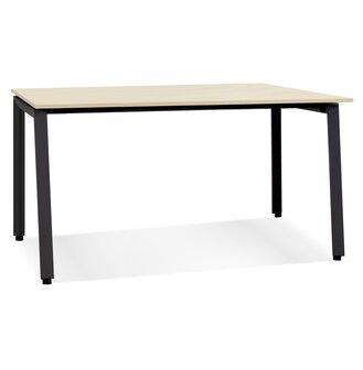 Rechte design bureau &#039;AMADEUS&#039; van natuurlijk afgewerkt hout en zwart metaal - 160x80 cm