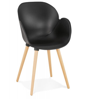 Zwarte stoel met Scandinavisch design &lsquo;PICATA&#039; met houten poten