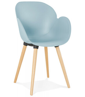 Scandinavische design stoel &#039;PICATA&#039; blauw met houten poten