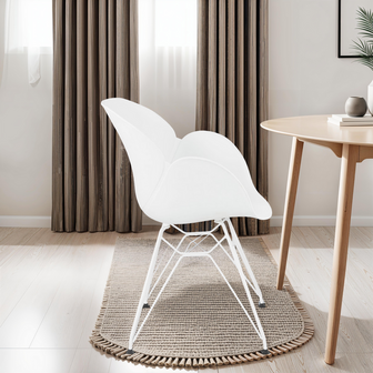 Moderne stoel &#039;FIDJI&#039; wit met wit metalen voeten