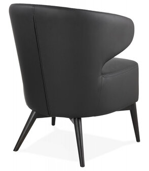 Lounge chair &#039;NORMAN&#039; zwart en poten in zwart hout