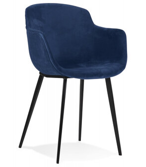 Stoel met armleuningen &#039;ARMADA&#039; van blauw velours