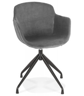 Design stoel met armleuningen &#039;GRAPIN&#039; van grijs velours