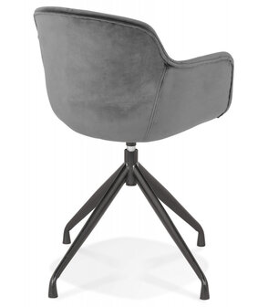 Design stoel met armleuningen &#039;GRAPIN&#039; van grijs velours