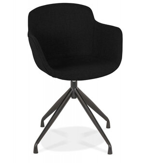 Design stoel met armleuningen &#039;SWAN&#039; van zwarte stof