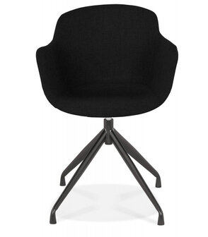 Design stoel met armleuningen &#039;SWAN&#039; van zwarte stof