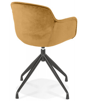 Design stoel met armleuningen &#039;GRAPIN&#039; van mosterde velours