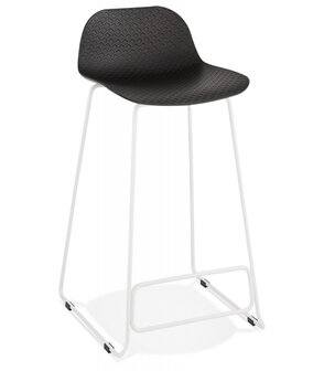 Halfhoge kruk &#039;BABYLOS MINI&#039; zwart met wit metalen voeten