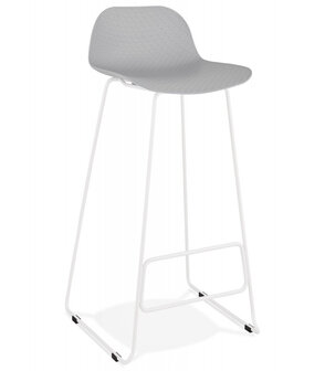 Design barkruk &#039;BABYLOS&#039; grijs met wit metalen voeten