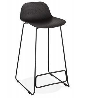Halfhoge kruk &#039;BABYLOS MINI&#039; zwart industri&euml;le stijl met zwart metalen voeten