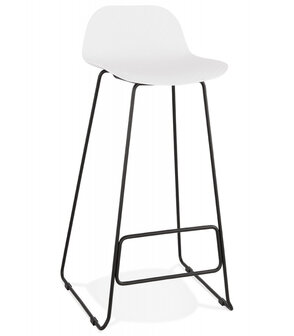 Design barkruk &#039;BABYLOS&#039; wit industri&euml;le stijl met zwart metalen voeten
