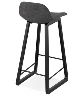 Halfhoge kruk &#039;BALTIK MINI&#039; van grijze stof en zwart houten poten