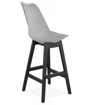 Halfhoge kruk &#039;CAMILA MINI&#039; grijs met poot in zwart hout