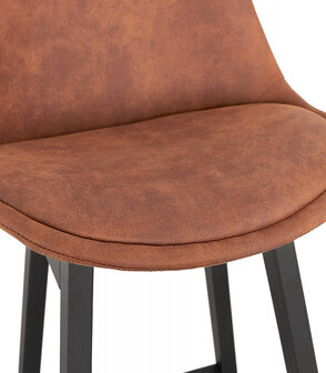 Halfhoge barkruk &#039;ASPEN MINI&#039; in bruine microfiber en poten in zwart hout
