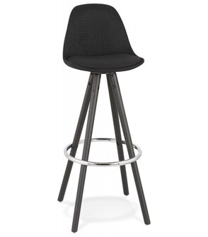 Design barkruk &#039;DANI&#039; van zwarte stof en hout