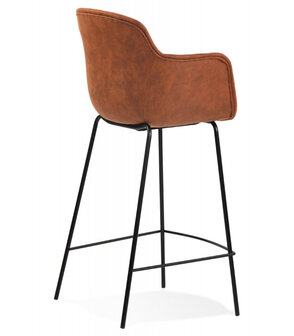 Halfhoge barkruk &#039;CALVIN MINI&#039; van bruine microvezel