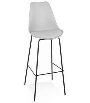 Grijze design barkruk &#039;LEMON&#039; met zwarte metalen poot