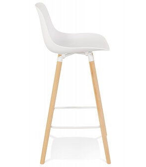 Halfhoge witte kruk &#039;TATSU MINI&#039; met poten van natuurlijk hout