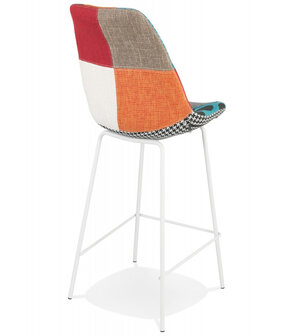 Halfhoge snack-kruk &#039;CAPSUL MINI&#039; patchwork-stijl met witte metalen poten