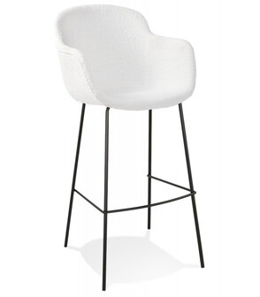 Design barkruk &#039;CADRIX&#039; van witte boucl&eacute;stof