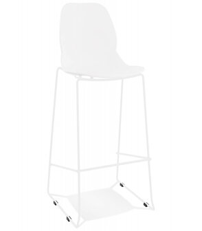 Stapelbare design barkruk &#039;BERLIN&#039; wit met onderstel in wit metaal
