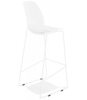 Stapelbare design barkruk &#039;BERLIN&#039; wit met onderstel in wit metaal