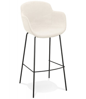 Barkruk &#039;AMERICA&#039; van beige stof met armleuningen