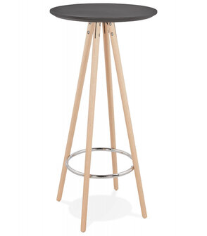 Hoge tafel / Ronde statafel &#039;GALA&#039; in zwart hout en onderstel in natuurlijke afwerking