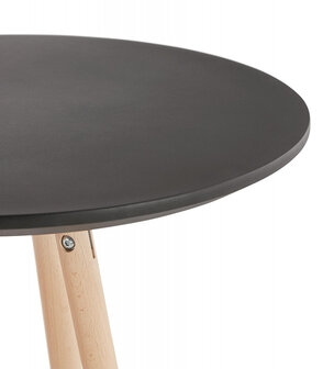 Hoge tafel / Ronde statafel &#039;GALA&#039; in zwart hout en onderstel in natuurlijke afwerking