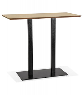 Hoge design tafel &#039;ZUMBA BAR&#039; van natuurlijk afgewerkt hout met zwarte metalen poot - 150x70 cm