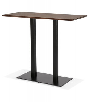 Hoge design tafel &#039;ZUMBA BAR&#039; met notenhouten afwerking en zwarte metalen poot - 150x70 cm