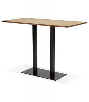 Hoge design tafel &#039;ZUMBA BAR&#039; van natuurlijk afgewerkt hout met zwarte metalen poot - 180x90 cm